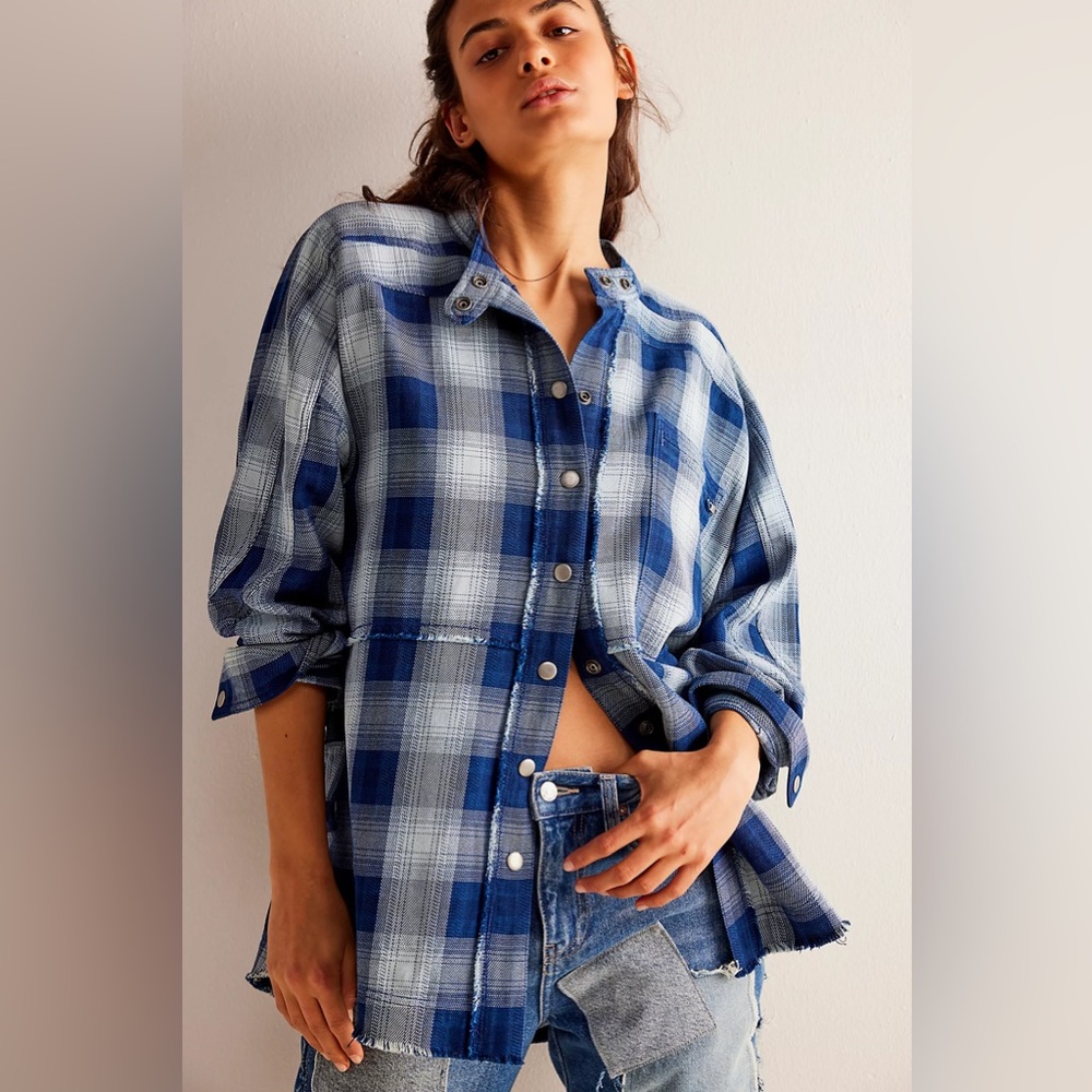 🦄 Free People Stadium Plaid Shirt